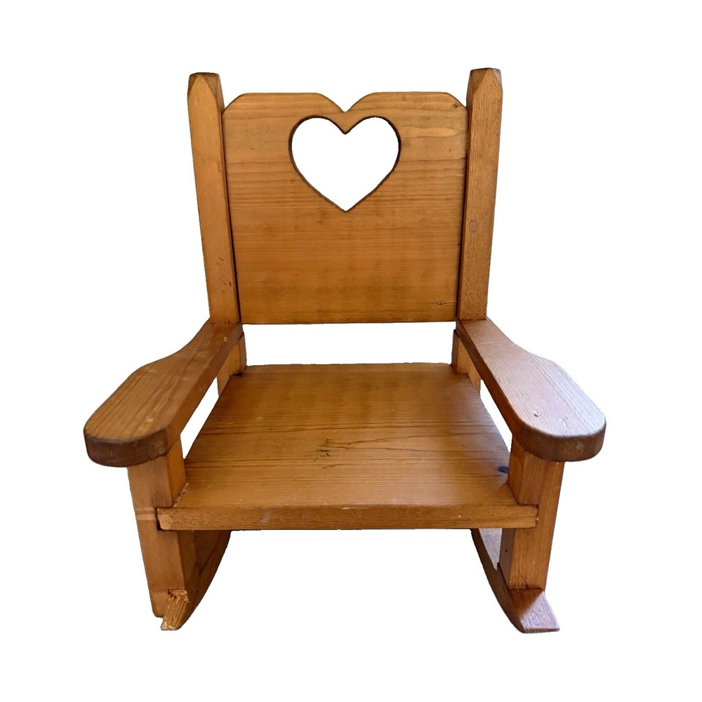 Vintage Teddy Bear Prose Wood Bear Rocking Chair Heart Cottagecore Country Decor